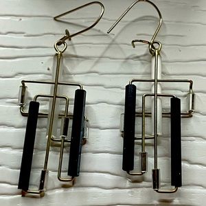 Black Geometric Dangly Earrings